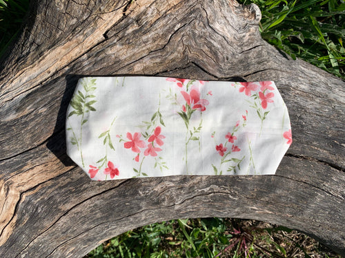 Bandeau cheveux Le Classique floral rose et vert coton bio fait main MALOU