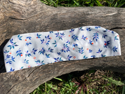 Bandeau cheveux Le Classique Feuillage Bleu - 100% Coton Bio - MALOU au Fil des Saisons