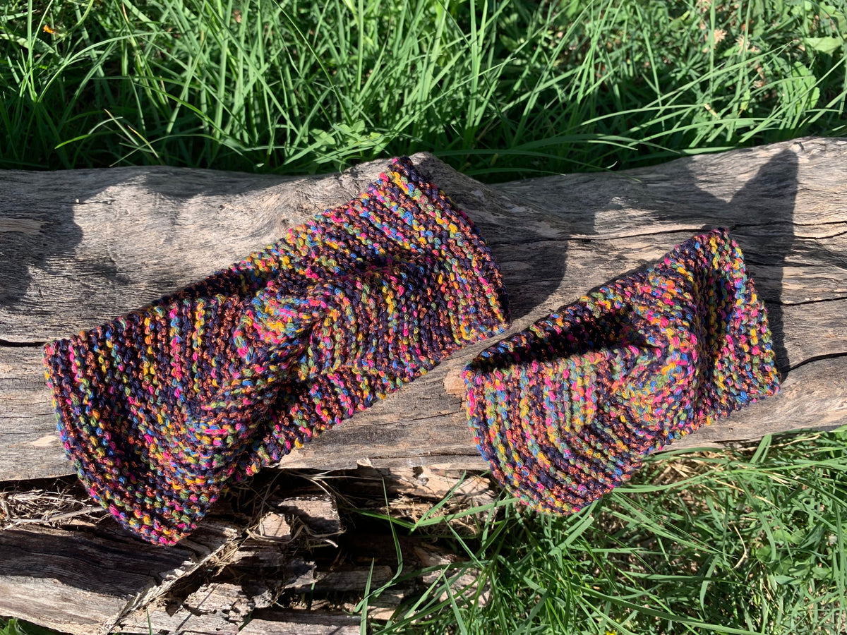 Bandeaux tricotés à la main au point mousse, multicolore, Fabrication artisanale et française, MALOU au Fil des Saisons