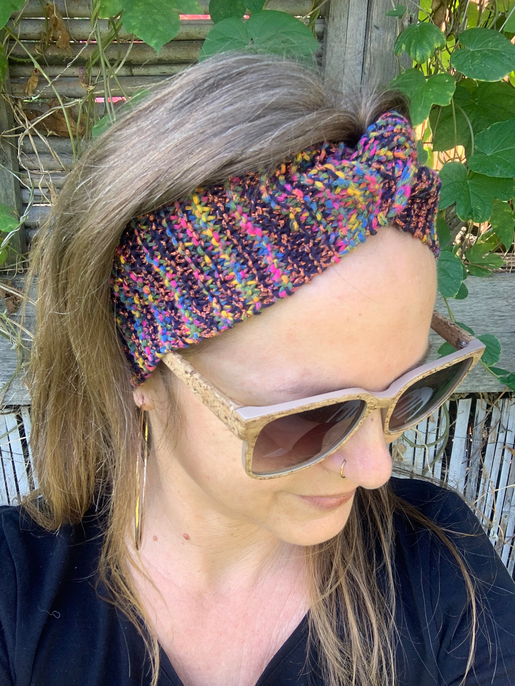 Bandeaux tricotés à la main au point mousse, multicolore, Fabrication artisanale et française, MALOU au Fil des Saisons