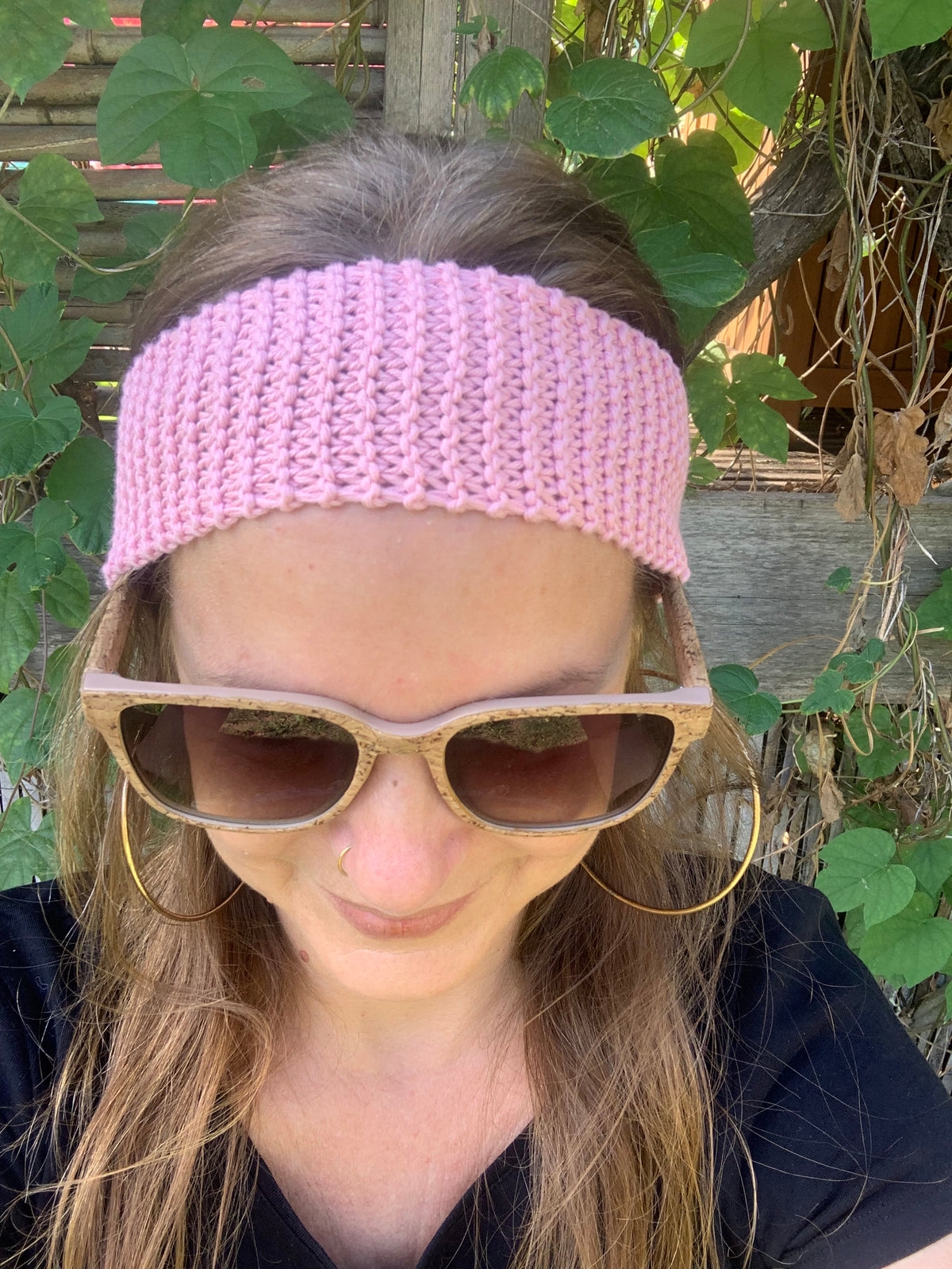 Deux bandeaux tricotés main 100% coton bio point mousse coloris rose et bleu accessoires cheveux artisanaux fait main en France, MALOU au Fil des Saisons