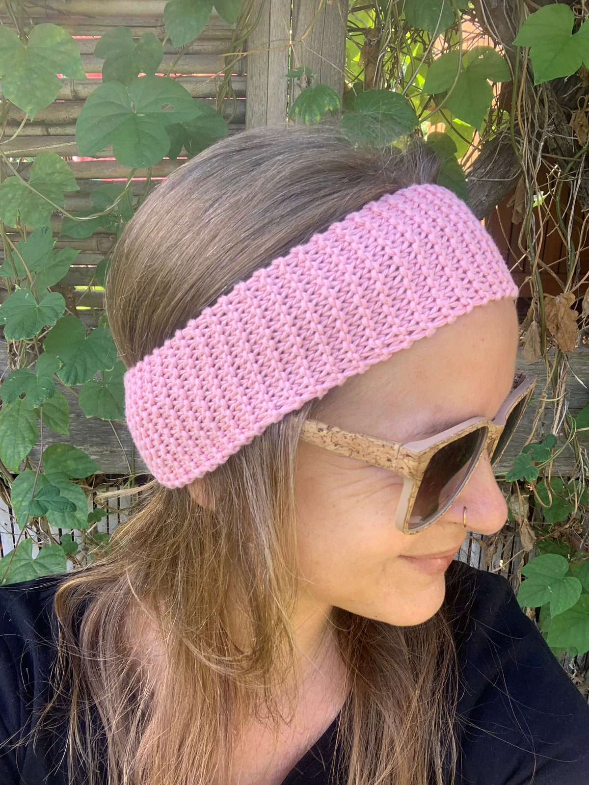 Deux bandeaux tricotés main 100% coton bio point mousse coloris rose et bleu accessoires cheveux artisanaux fait main en France, MALOU au Fil des Saisons