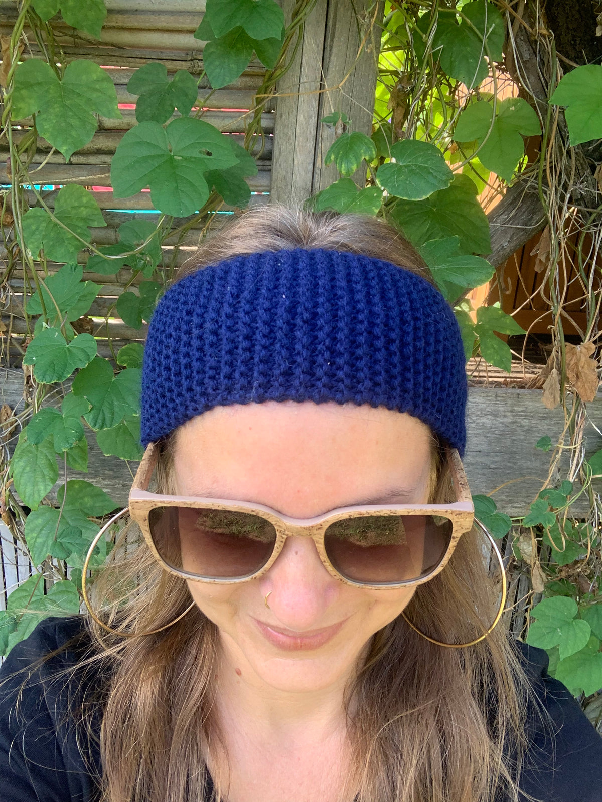 Bandeau tricoté main 90% laine 10% chlorofibre bleu marine, bandeau cheveux chaud artisanal fait main, MALOU au Fil des Saisons
