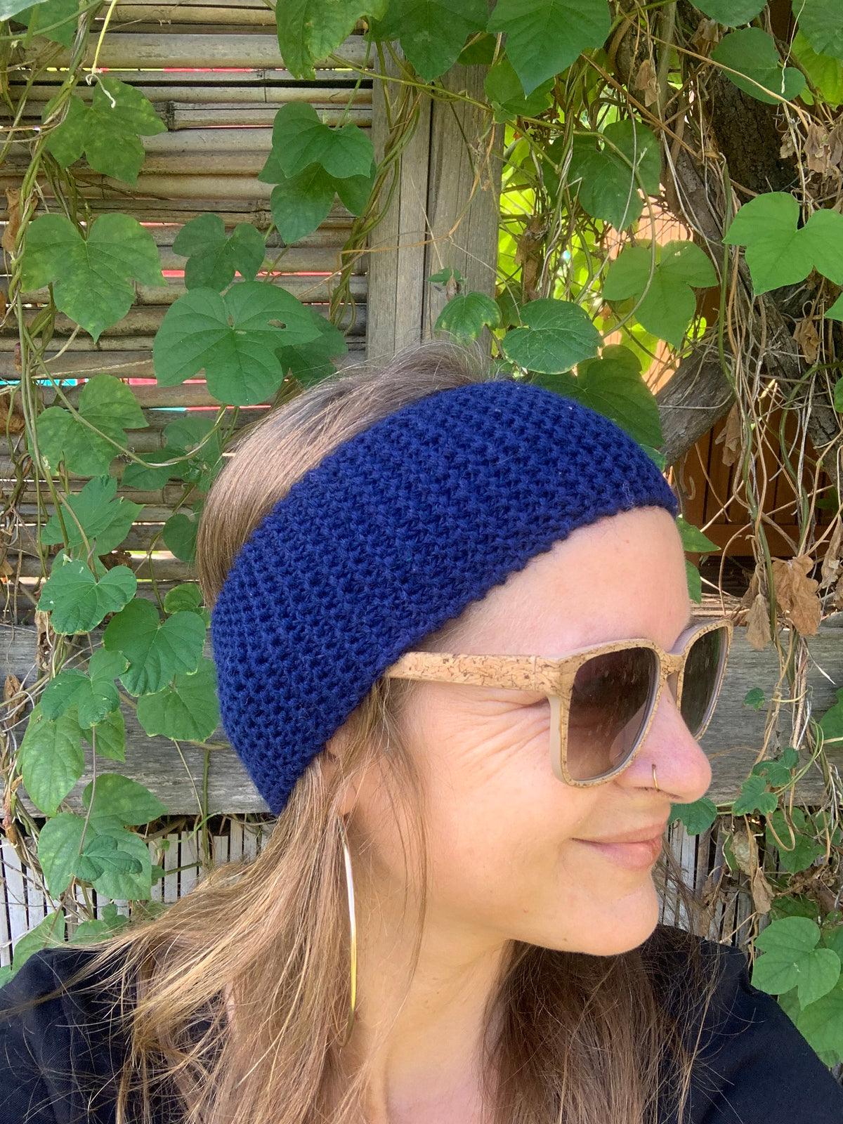 Bandeau tricoté main 90% laine 10% chlorofibre bleu marine, bandeau cheveux chaud artisanal fait main, MALOU au Fil des Saisons