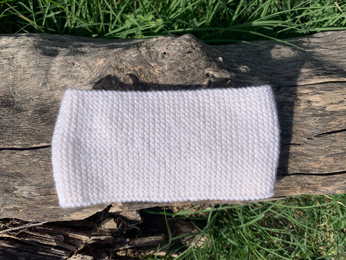 Bandeau tricoté main blanc, 50% polyamide 25% laine peignée 25% acrylique, accessoire cheveux artisanal fait main en France, MALOU au Fil des Saisons