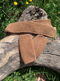 Kit bandeau et mitaines sans doigts tricotés main marron caramel, point mousse, 100% acrylique, pièce unique artisanale fait main en France, MALOU au Fil des Saisons