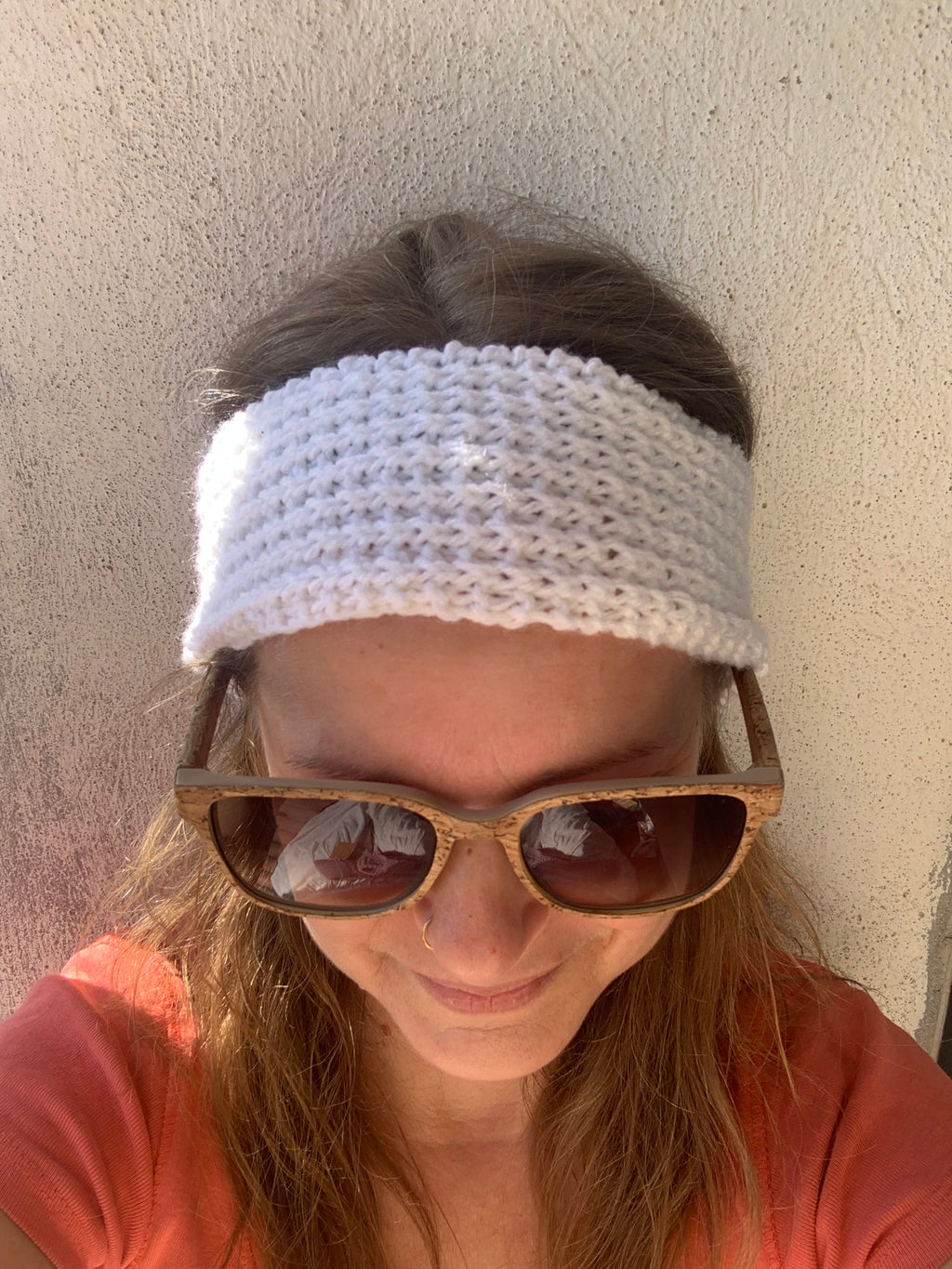 Bandeau cheveux Tricoté Main Blanc - 100% Acrylique - point riz - MALOU au Fil des Saisons