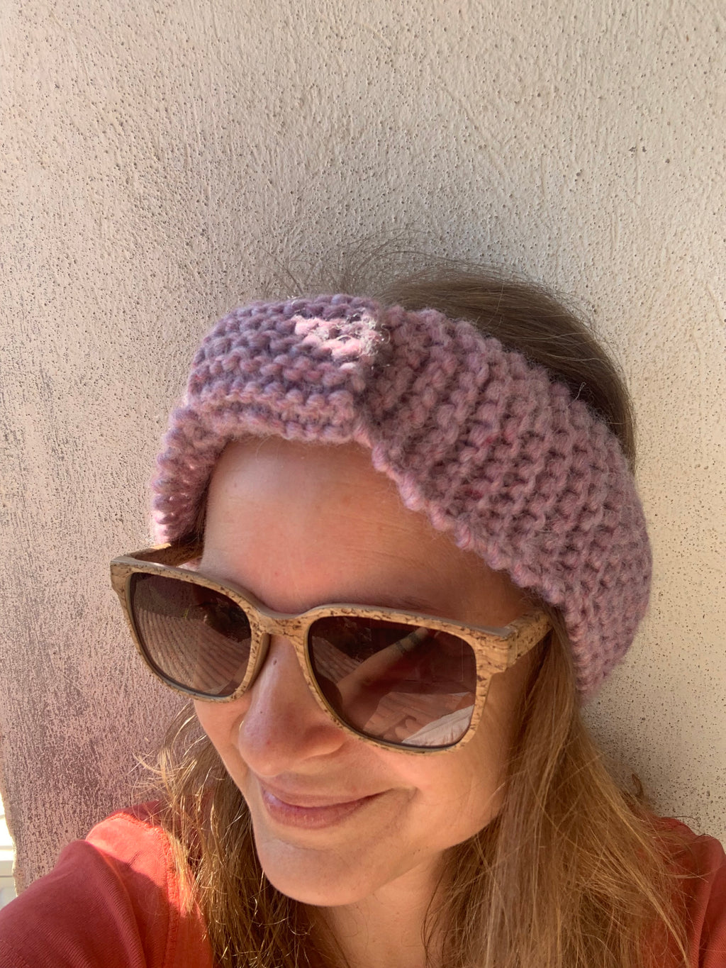 Bandeau cheveux Tricoté Main Rose Poudré - 100% Laine Vierge - MALOU au Fil des Saisons