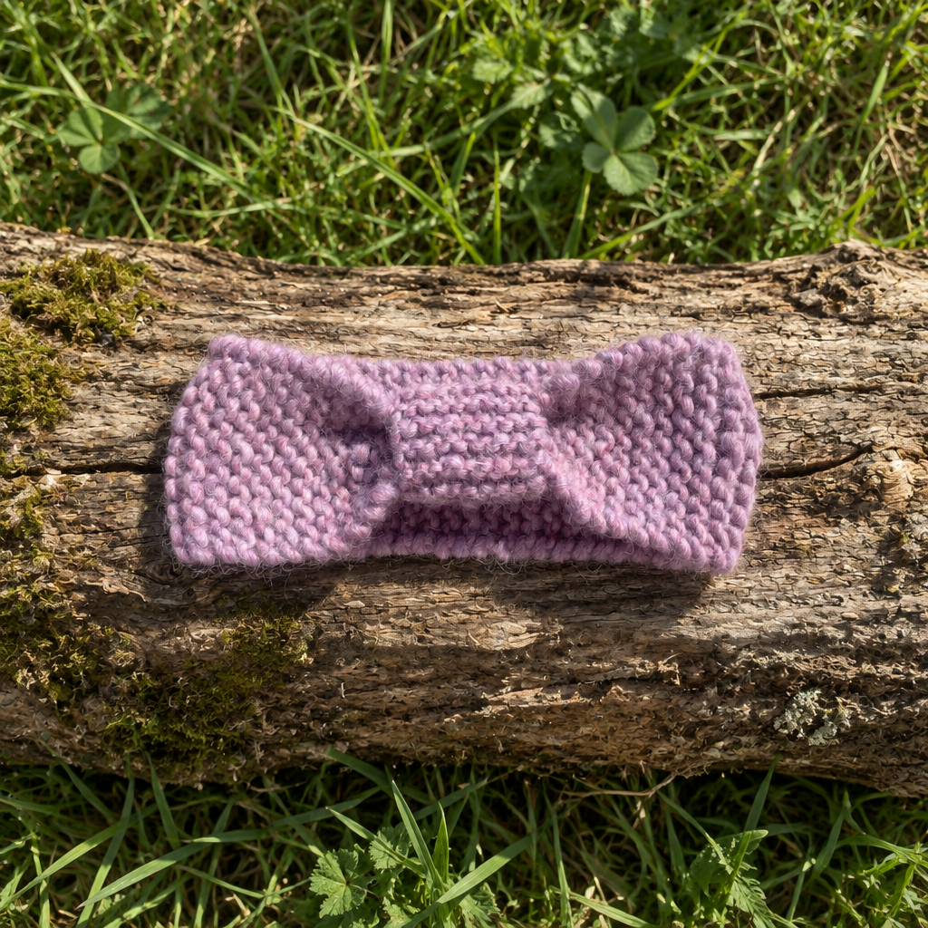 Bandeau cheveux Tricoté Main Rose Poudré - 100% Laine Vierge - MALOU au Fil des Saisons